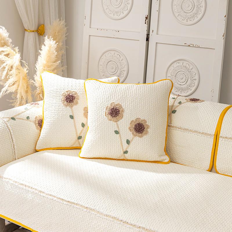 Einfaches Sofakissen aus reiner Baumwolle, pastoral, kleiner, frischer Stoff, süßer nordischer Sofabezug für das Wohnzimmer, Stoff für vier Jahreszeiten, universell, rutschfest