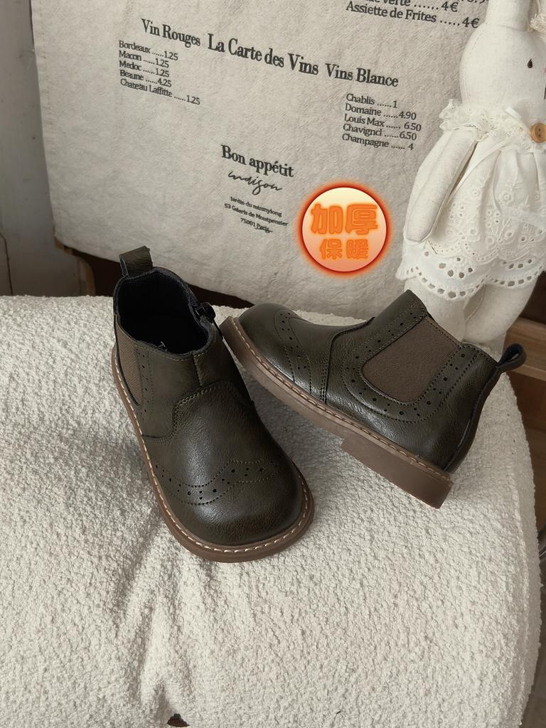 XSHX "London Bullock" Children's Martin Leather Boots Boys and Girls Side Zipper Chelsea Boots [Wenzhou Shoes]