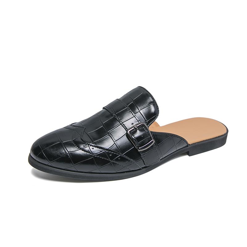 

Large Size 38-47 Mules Half Shoes For Men 2025 Leather Backless Casual Shoes Semi-Drag Loafers Slippers Open-back Slides Sandals 38