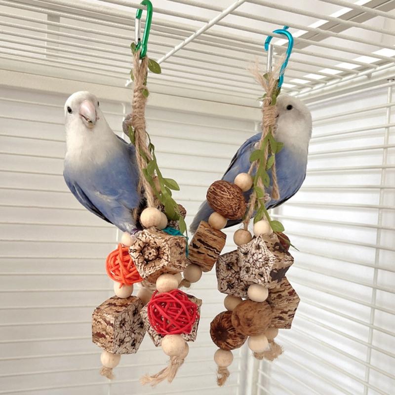 Hanging Bird Bite Chewing Toy Small Parrot Hanging Parrot Cage Toy Natural Grass Pet Bite Resistances Molar Supplies