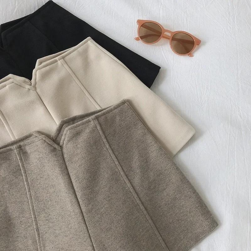Dámské vlněné kraťasy do A s vysokým pasem: Podzim/zima 2023 Korejské oblečení pro volný čas a outdoor
