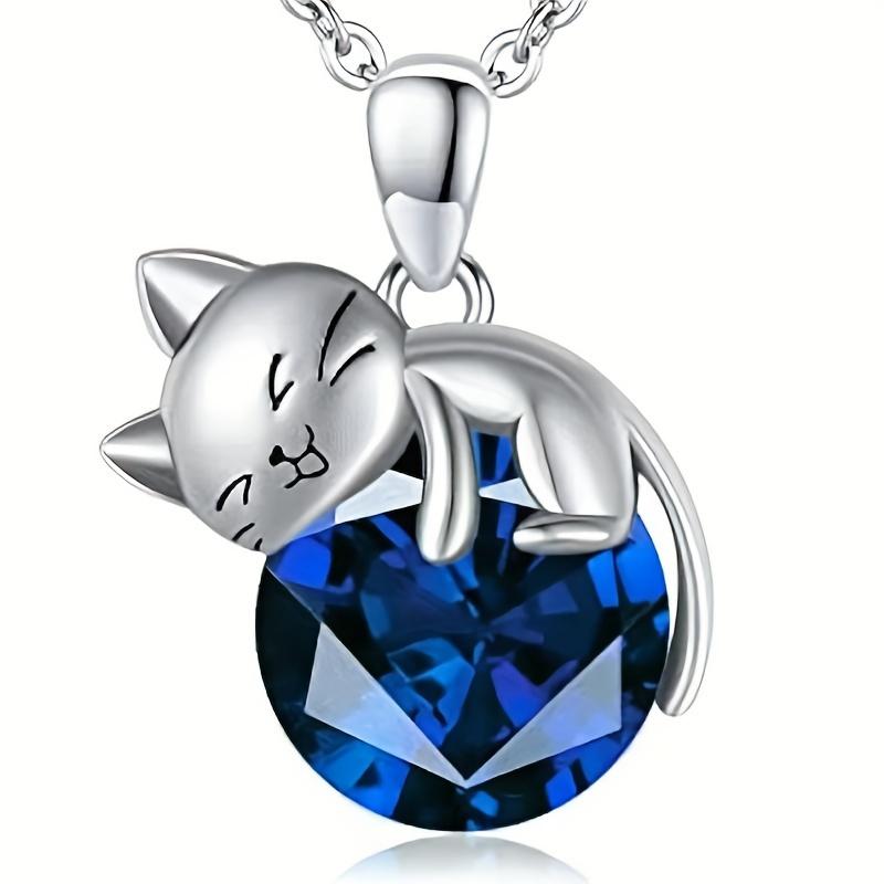 Silver Cat Necklace Pendant and Earrings Jewelry Set Is Suitable As a Gift for Women, with Crystal Zirconia, Perfect As an Accessory for Brides and
