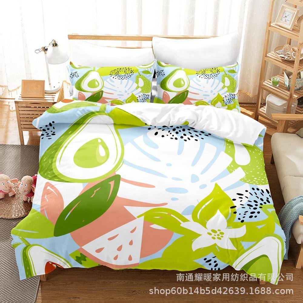 Summer Avocado Avocado Digital Printing Abrasive Bedding Two-Piece Set Three-Piece Set