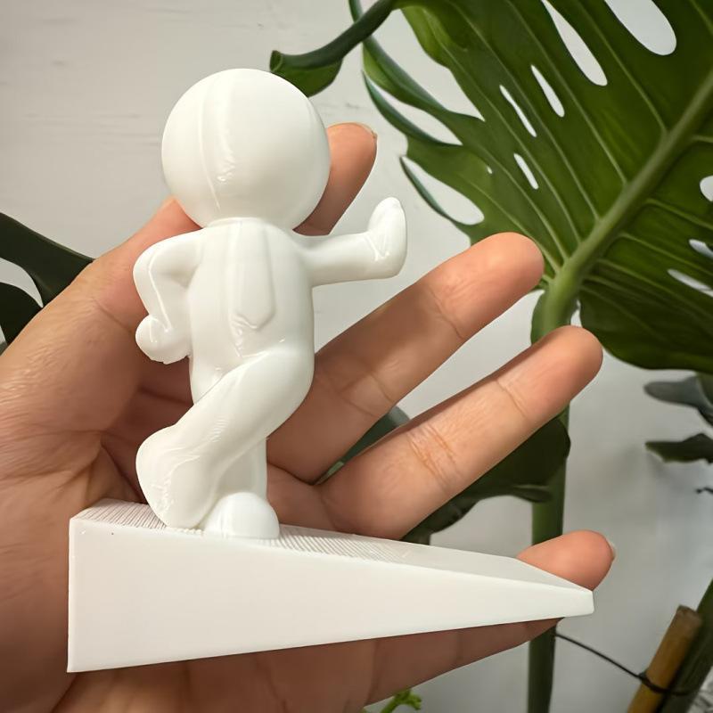 Cute White Humanoid Door Stopper With Non Slip Base Durable Material Perfect For Home Office Bedroom Decor