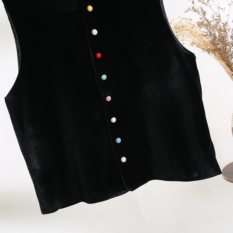 Vintage Dopamine Vest Women's Solid Color Stand-up Collar Sleeveless Vest Spring Wear Top Vest