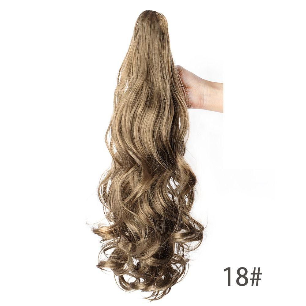 Corn Perm Long Wavy Curly Ponytail Ombre Pony Tail Hairpiece Claw Clip Ponytail Wig Daily