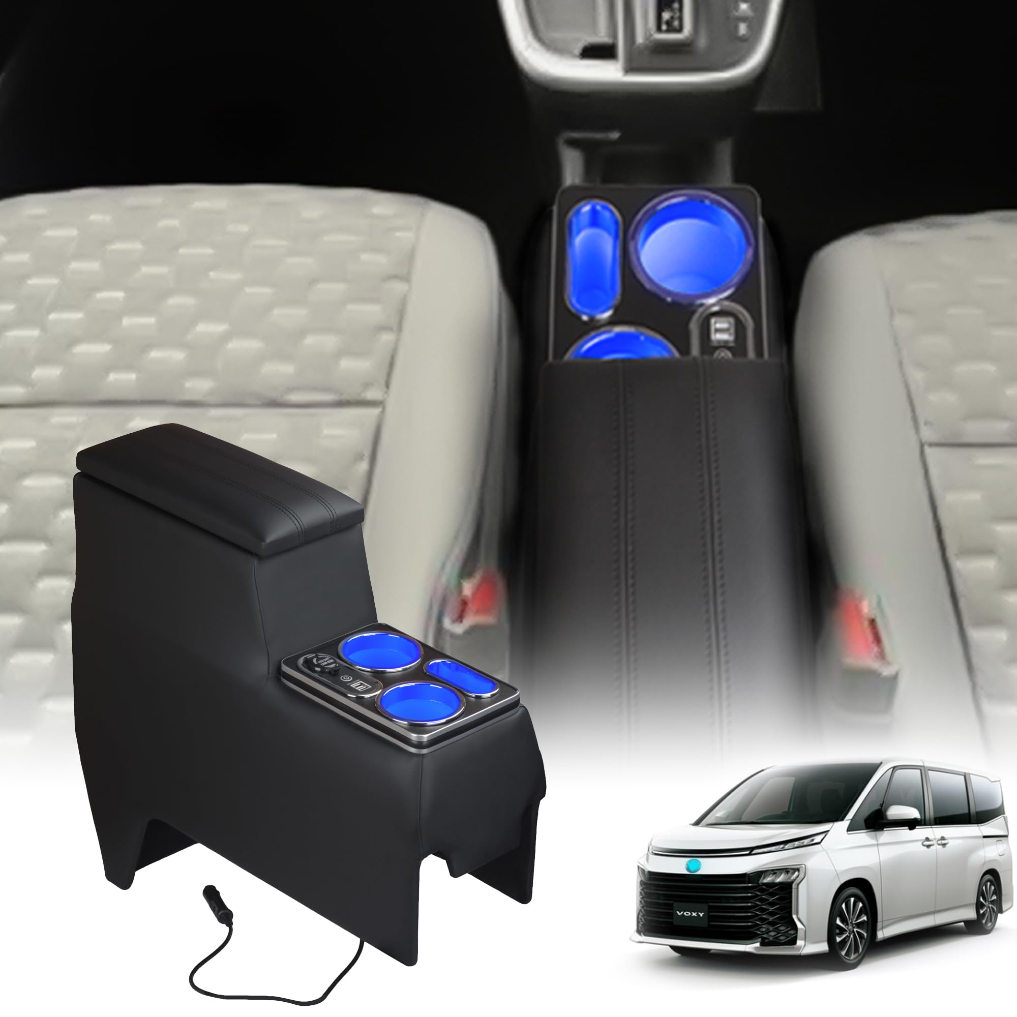 

Консольный бокс для беспроводного хранения, настраиваемый интерьер, Noah/Voxy (90 Серия), Зарядка, Коробка, Детали, Против усталости (Зарядка USB) чёрный