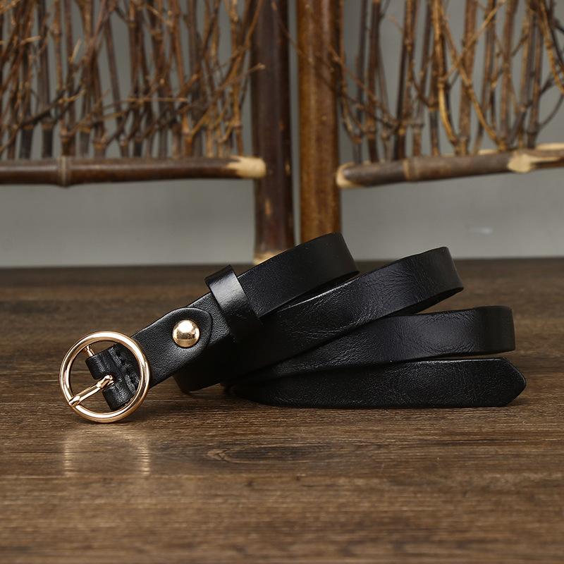 

Ins Style Belt Women S Pleated Fashion Versatile Leather First Layer Cowhide New Jeans Decorative Thin Belt 90cm