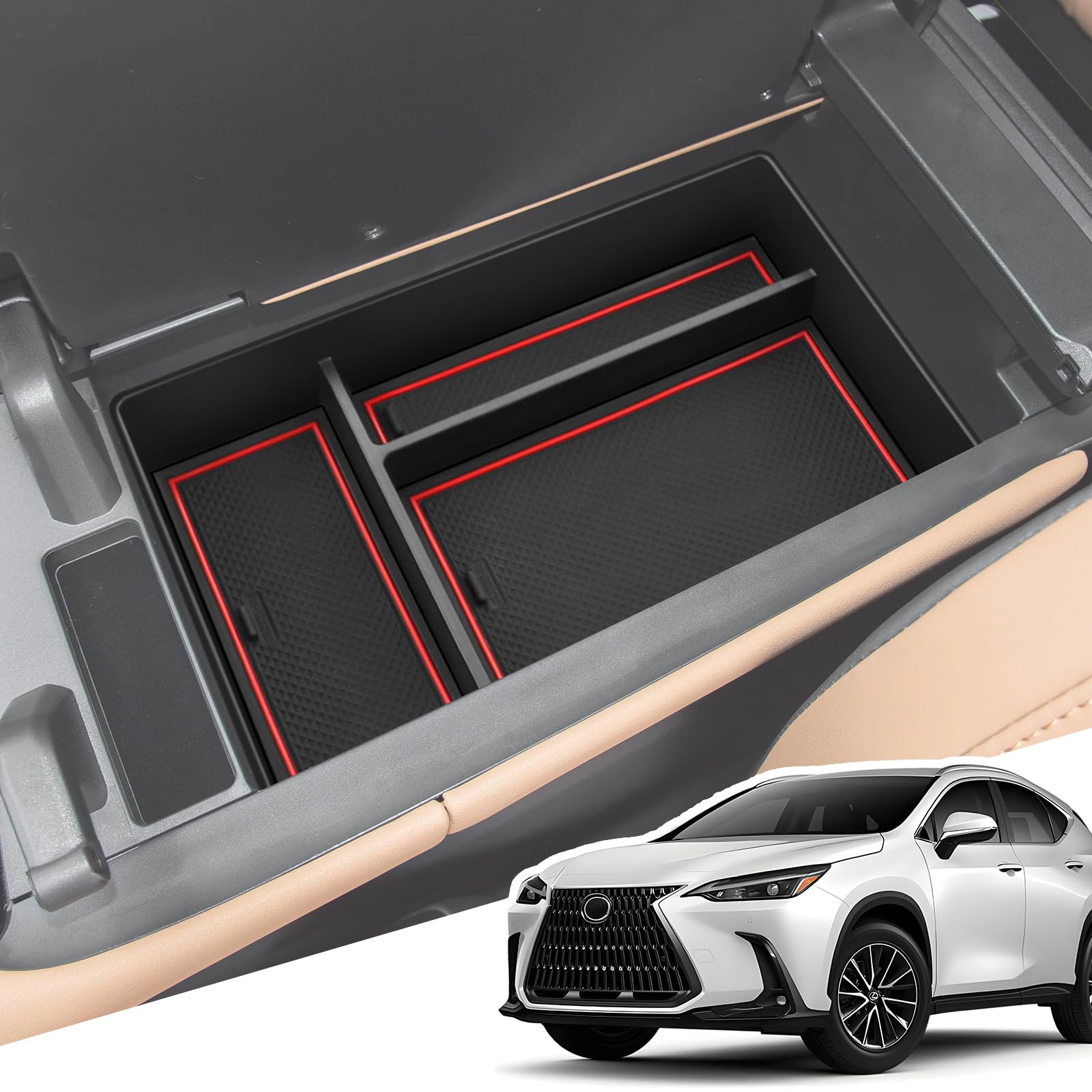 

LANGBEAN Консоль Lexus NX Совместимая с и Консоль Легкая ABS Без Мелких Предметов Коробка для Кастомных Деталей Lexus NX, NX250, NX350, NX350h, NX450h, Поддон,