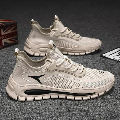 Solid Color Woven Mesh Breathable Men's Large-sized Lace-up Comfortable High-quality New Casual Lightweight Sports Shoes