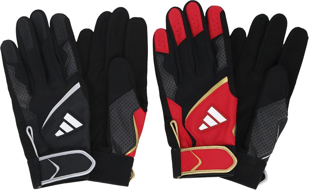 adidas Baseball Batting Size Red and Gold LBG854 Gloves, 23, Warm, (6482), Large,