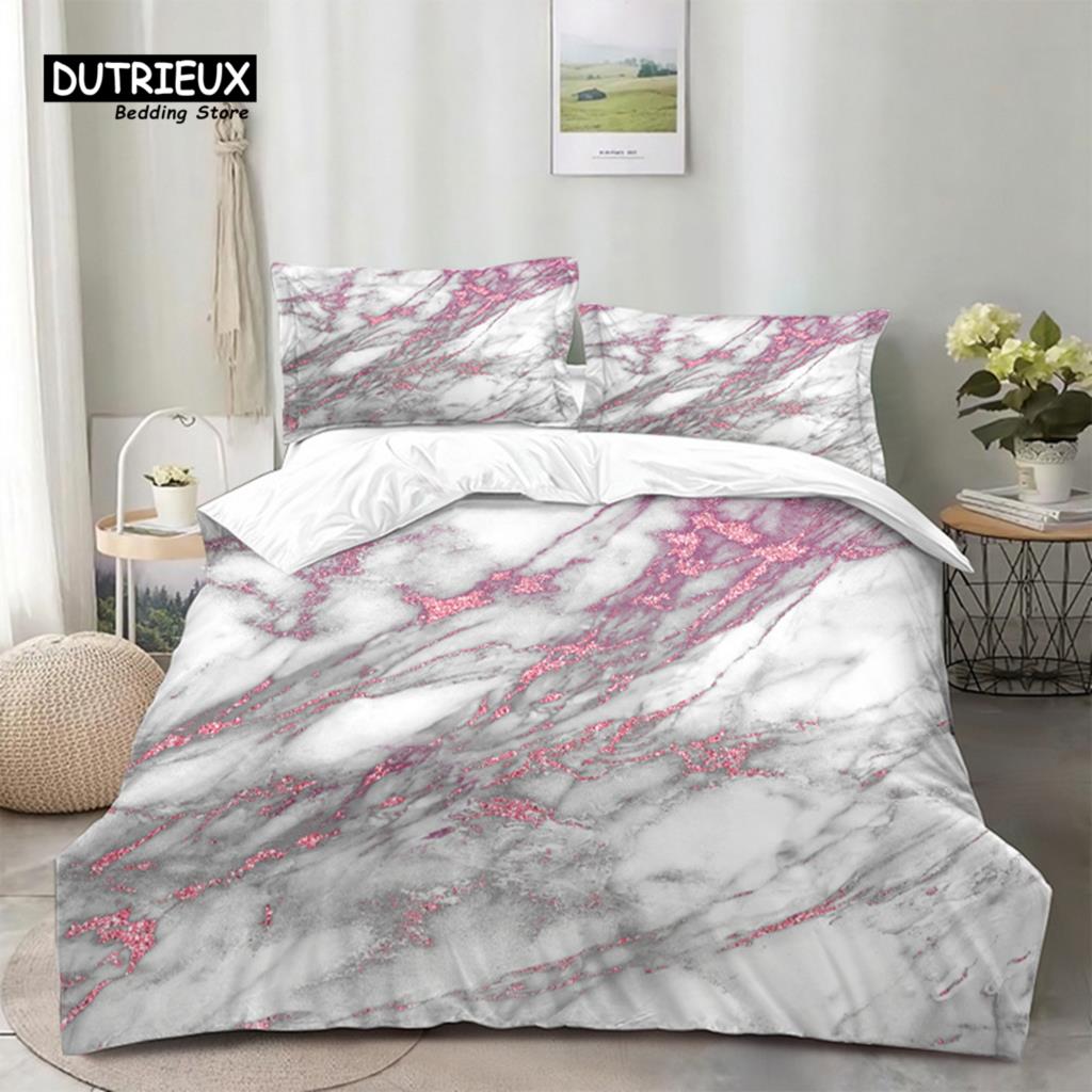 Colorful Marble Duvet Cover Abstract Geometric Bedding Set King Queen For Adults Kids Bedroom Decor Microfiber Comforter Cover