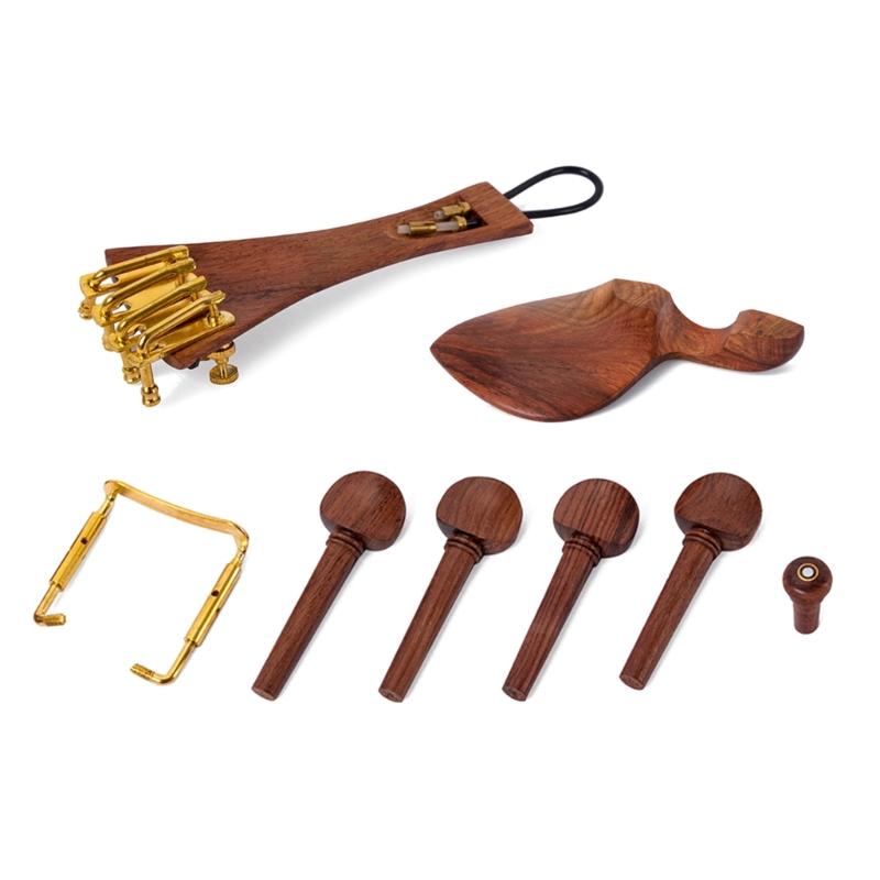Chinrest Endpin Tailpiece Tuning Pegs Ebony Chin Rest for 4/4 Violin Replacement