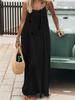 Backless Halter Ice Silk Long Dress - Women's Summer Solid Color Shirred Maxi Skirt