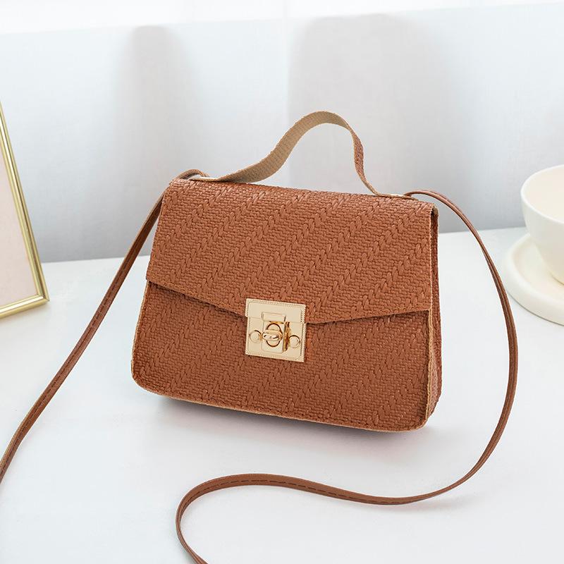 Solid Color Buckle Crossbody Small Square Bag, Fashionable And Simple Woven Embossed Shoulder Bag, Handbag