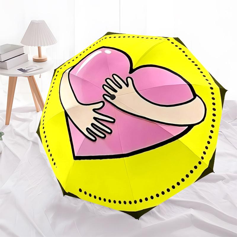 1pc Heart Hug Automatic Open/Close Umbrella - Portable Collapsible Umbrella with 8-Rib Stability, Fashion Lovers Yy251017088