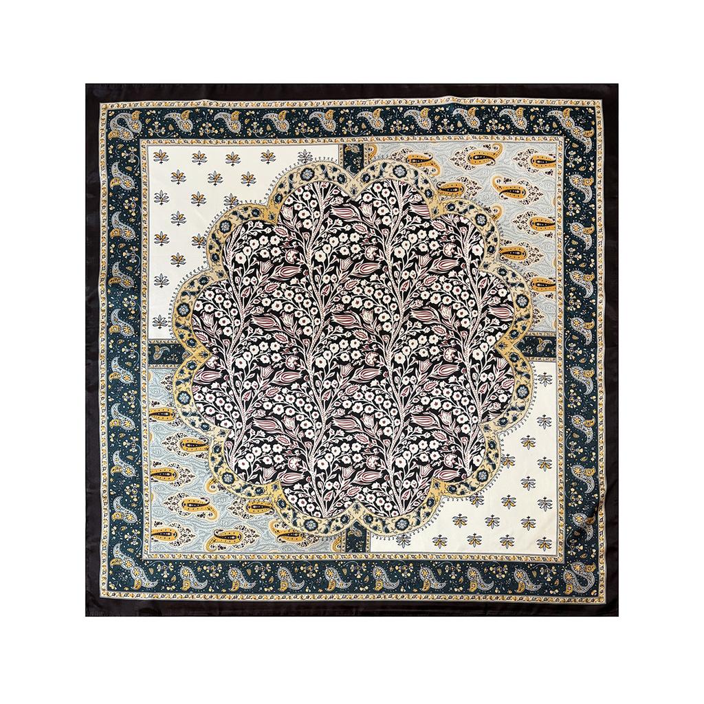 90cm Satin Scarf with Paisley Print - Classic Square Scarf/shawl for Women