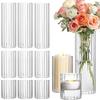 Glass Cylinder Vases Clear Ribbed Bud Vases for Centerpieces Weeding Decoration, 4 Inch 6 Inch 10 Inch Tall Clear Flower Vases