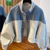 ZOSOUL Korean Style Color-Block Cropped Denim Jacket