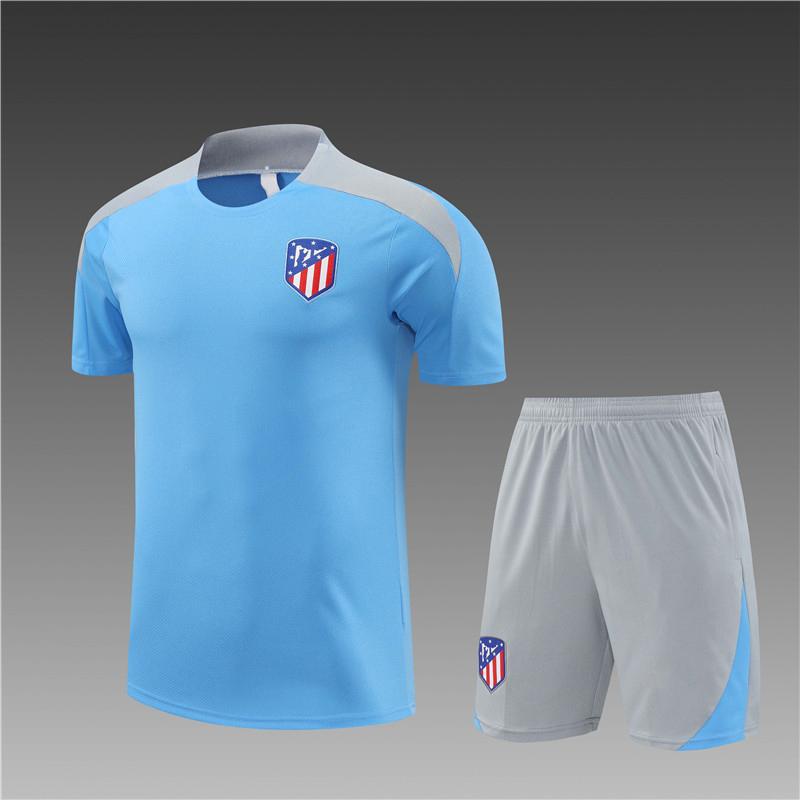 Atletico Madrid Football Suit, Long-Sleeved Half-Pull Warm-Up Before Autumn And Winter Games, Children'S Summer Short-Sleeved Training Suit