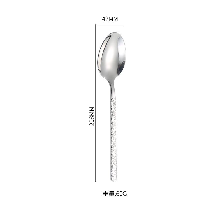 Bright 201 Stainless Steel Embossed Stone Knives, Forks and Spoons Supplies Western Tableware Set Steak Knives, Forks and Ice Spoons