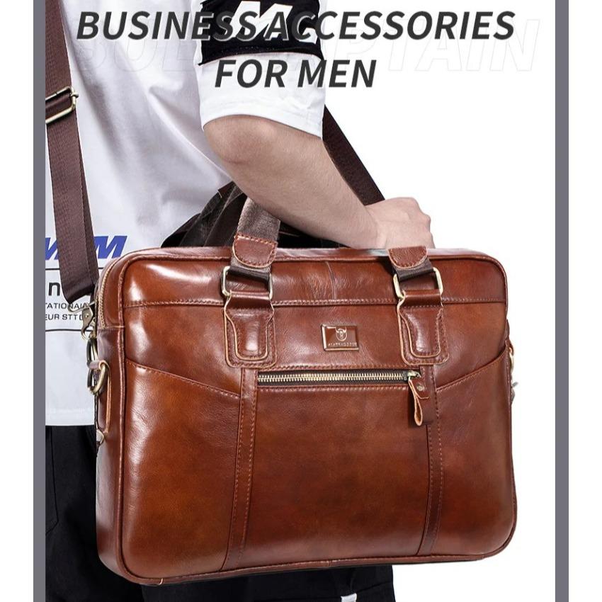 Brand Men's Bag Briefcase 100% Genuine Leather Handbags 15 Inch laptop bag Men's casual shoulder crossbody bags Messenger bag