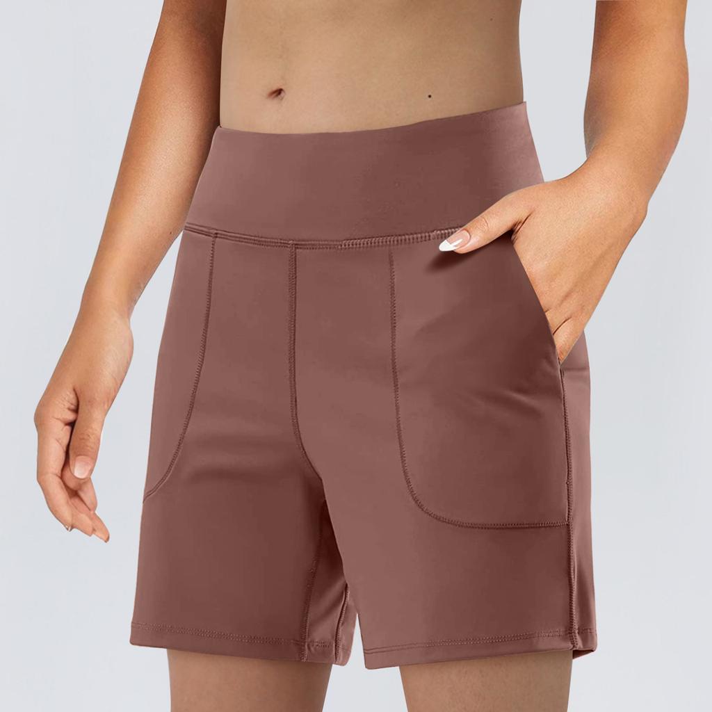 Pantaloni scurti de alergare pentru damă, pentru antrenament, stratul sport, pantaloni scurți activi cu buzunare