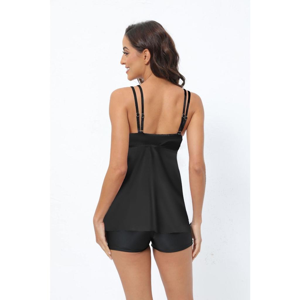 Plus Size Women's Amber Ring Boxer Shorts Split Swimsuit Tankini Swimsuit Two-piece Swimdress Set Swimsuit Swimwear Bathing Suit Plus Size