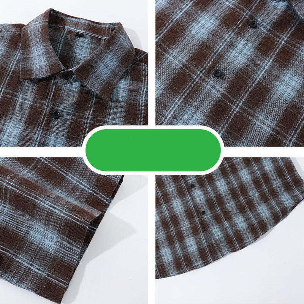 Men's Summer Short Sleeve Cotton Shirt Casual Button Shirt Tops