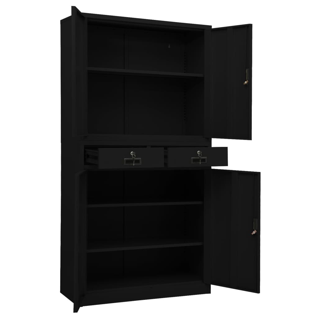 Office Cabinet Black 90x40x180 cm Steel