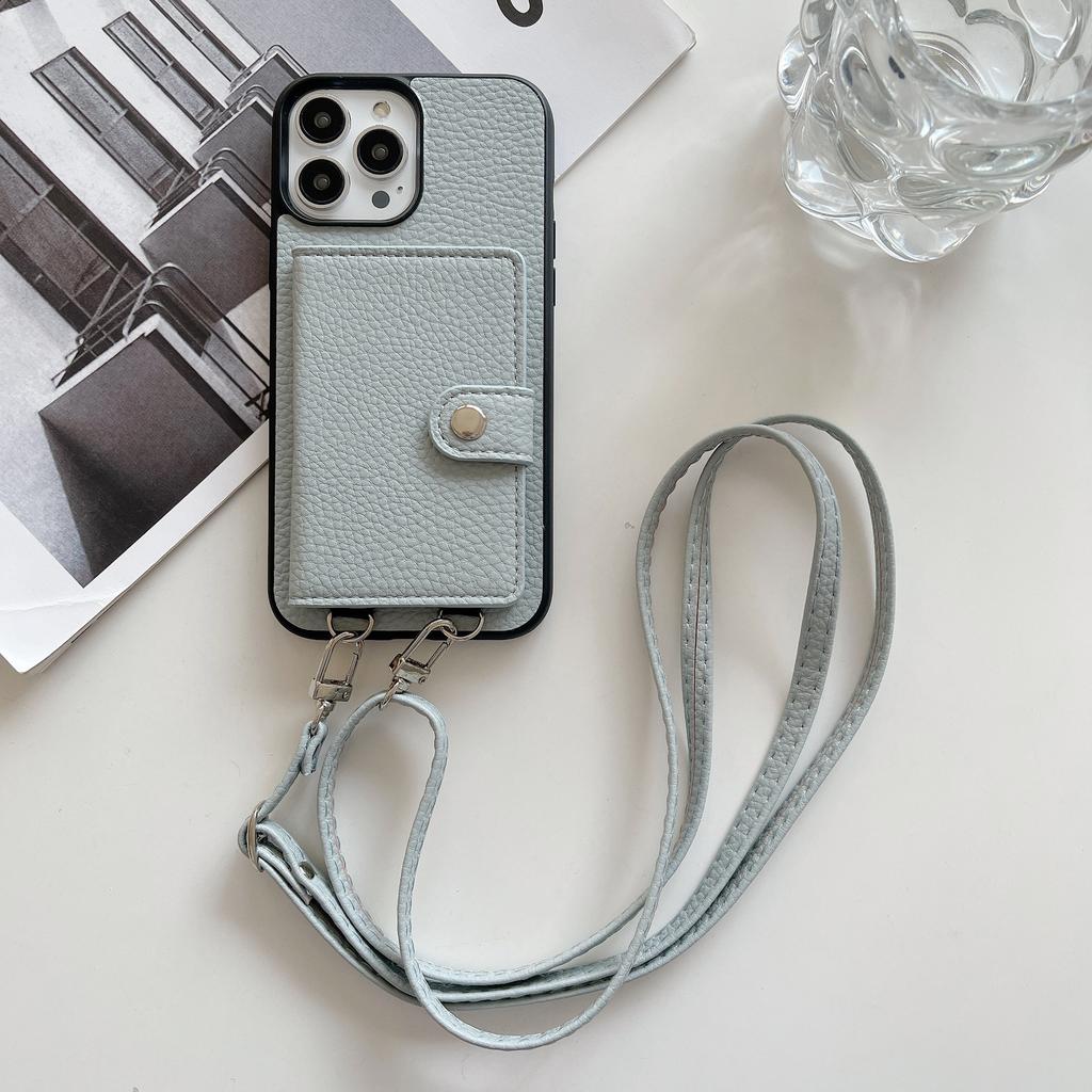 Applicable to Apple 14 oblique span mobile phone case 14pro solid color card bag protective case 14promax folding Japanese leather case
