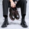 2024 New Brock engraved casual men's shoes British Japanese black heightening small leather shoes men's Korean version 44303-R