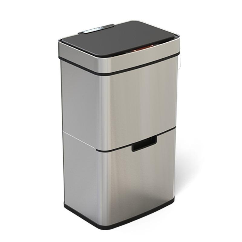 Automatic Sensor Trash Can Smart Stainless Steel Trash Bin Luxury Large Capacity Litter Bin Rectangular Kitchen Dustbin with Lid