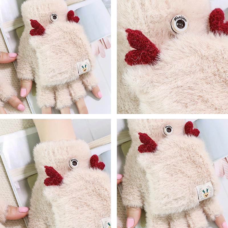 2022 Winter Warme Niedliche Rentier Fäustlinge aus Kunstnerz Strick für Mädchen