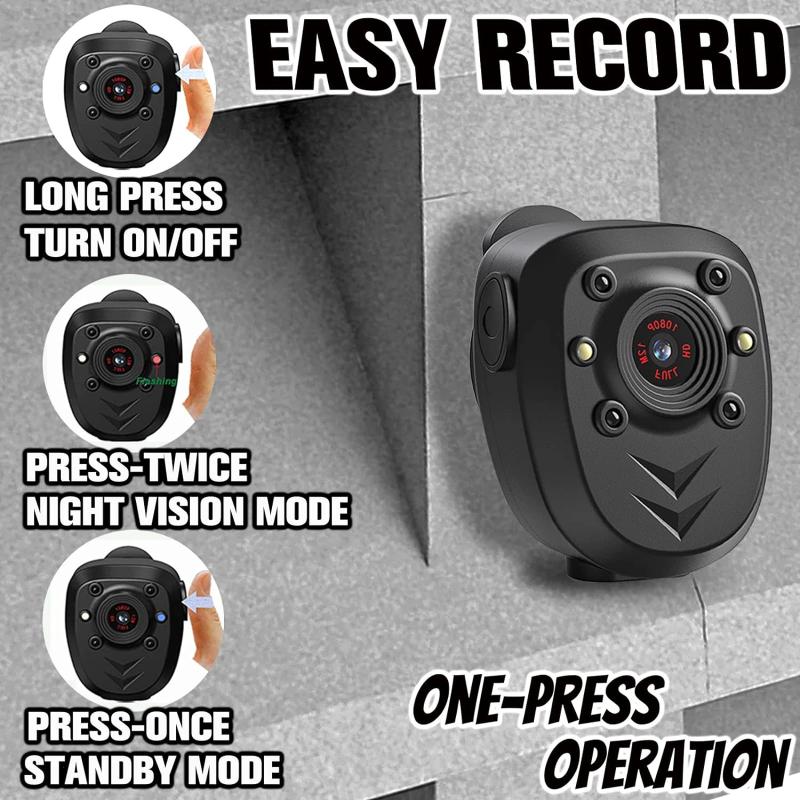 Body-worn Camera, 1080P HD Security and Law Enforcement Recorder, Wearable Sports DVR, Night Vision Infrared Loop Recording Camera