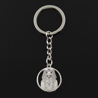 Fashion 30mm Key Ring Metal Key Chain Keychain Jewelry Antique   Plated Egyptian King Tut Tutankhamen 26x23mm Pendant
