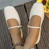 Fashion Adjustable Buckle Strap Flat Shoes for Women Spring Autumn Casual Solid Flats Shoes Woman Comfortable Square Toe Pu Flats Female