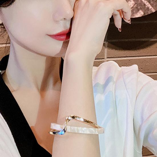 Opening Bangle Electroplating Mirror Polishing Shiny Adjustable Opening Double Layer Simple White Board Bend