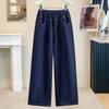 DIMANAF 2026 Autunno Inverno Nuovi Jeans Donna Taglie Forti Pantaloni Lunghi in Denim Pantaloni Bassi Casual Vita Elastica Pantaloni Monocolore Moda Lday