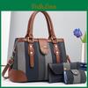 Fashion Color Blocked Woven Texture Women Casual Handbag Wallet Card Bag Set For Streetwear And Casual Outings