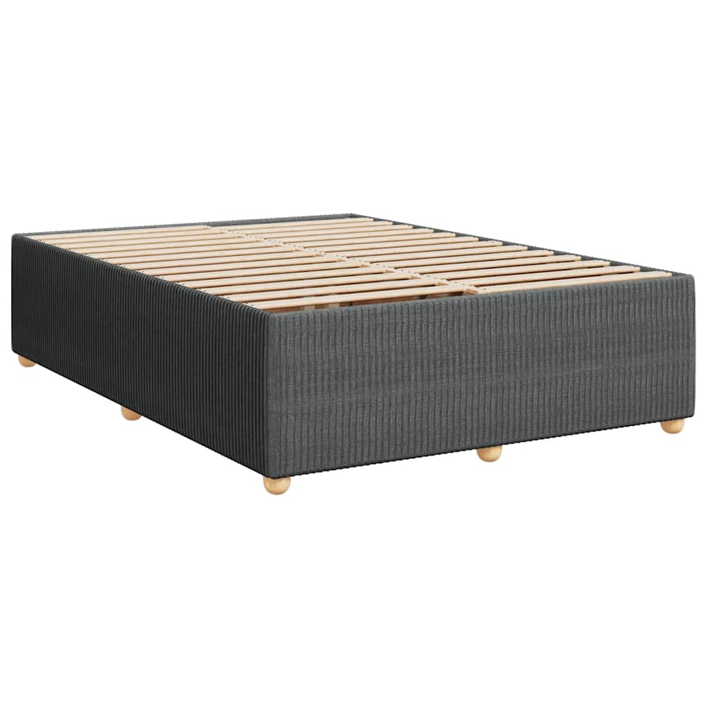 Vidaxl Bed Frame Without Mattress, Dark Gray, 140X190 Cm, Fabric Upholstered