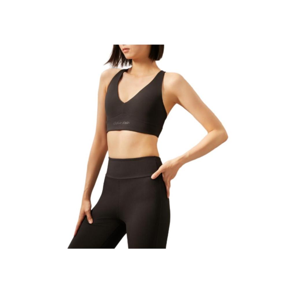 Calvin Klein Moisture-Wicking Medium Support Cross-Back Yoga Sports Bra Women Sports Bra Space-Black GWS4K200