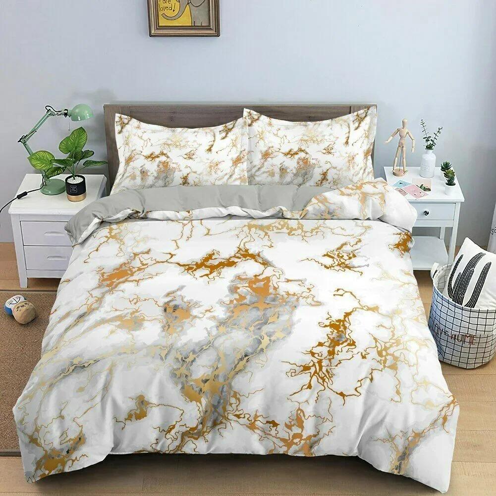 3D Modern Pattern Bedding Set Duvet Cover Set Pastel Rainbow Marble Printed Comforter Cover Polyester Bedding Set 12Pillowcase