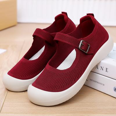 Mom Shoes Women's Summer New Breathable Buckle Single Shoes Soft Sole Not Tired Feet Casual Shoes Hollow Versatile Comfortable Women's Shoes