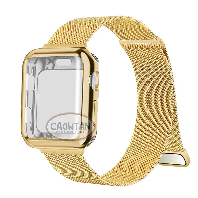 Milanese Case+Strap for Apple Watch Band Ultra 49MM 41mm 40mm 44mm 38 42mm TPU Screen Iwatch Series10 9 8 7 6 SE 5 4 Correa 45mm