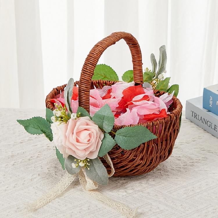 Stylish Rattans Handmade Flower Girl Basket Accessory for Weddings and Special Occasions Ornament Trendy Women Ladies