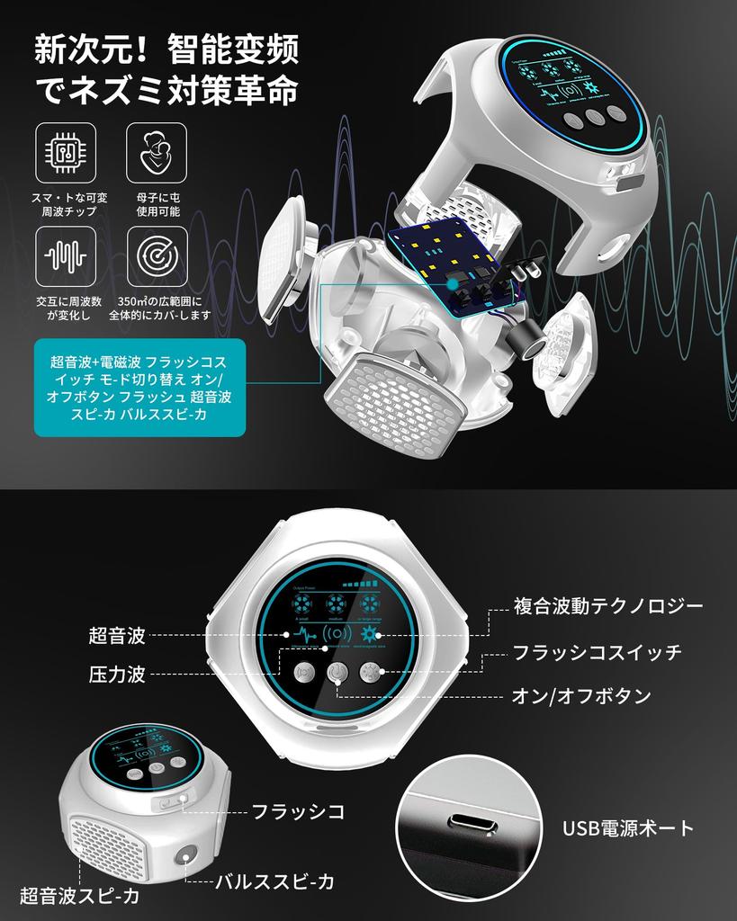 Gegoup Pest Control Repels and Other Pests with Ultrasonic Strobe and PIR Covers 350 sq Indoor and Outdoor Pet and Device, Roaches, Mosquitoes, Waves,