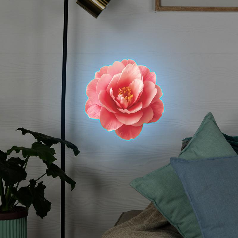 Ljusblommig Toalettklistermärke Nattlampa Blommig Väggdekal Badrum Sovrumsklistermärke Självhäftande PVC Vattentät Heminredning