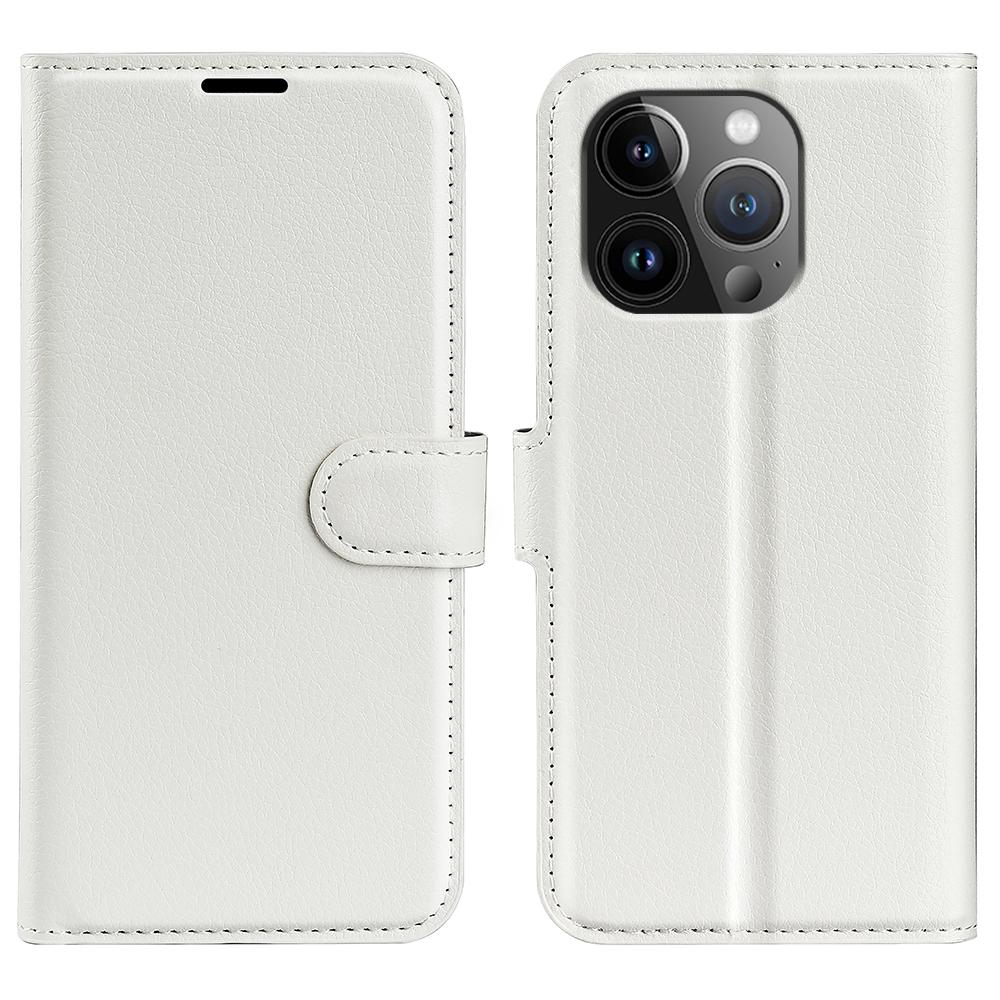 For iPhone 15 Pro Max Wallet Case Litchi Texture Shockproof Leather Flip Stand Phone Cover