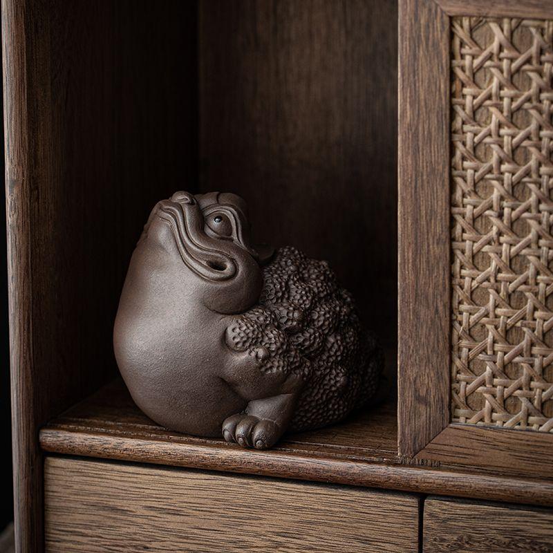 Handmade Boutique Purple Sand Tea Pet Lucky Golden Toad Can Raise Tea Play Tea Art Creative Office Home Ornament Teaware